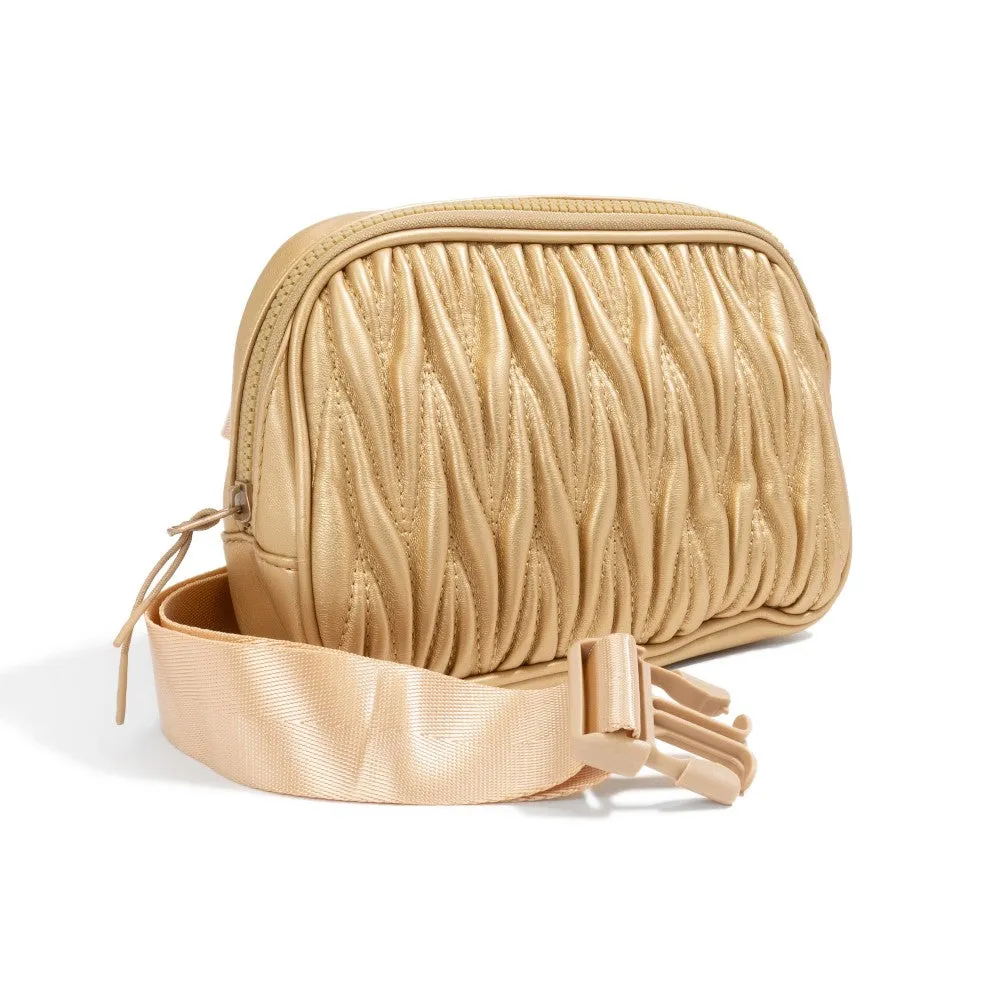 Scrunched Faux Leather Belt Bag- many color options